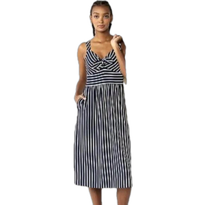 Draper James Black and White Striped Midi Dress